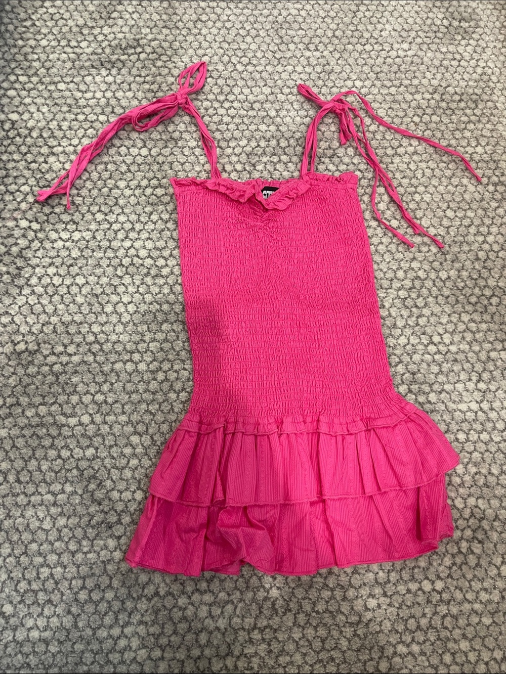 Katie J NYC Hot Pink Smocked Ruffle Tank Dress